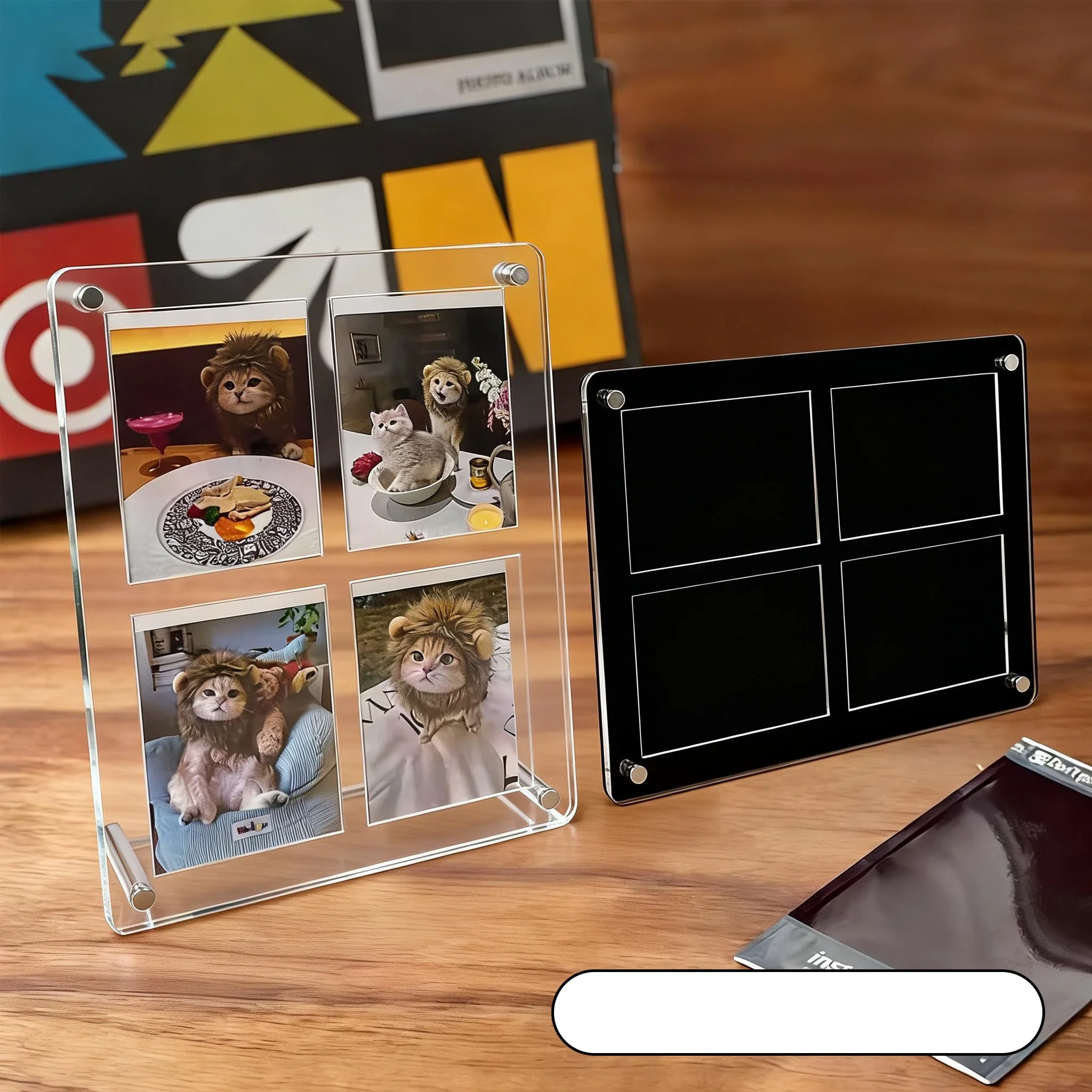 Clear/black Acrylic Multi-grid Photo Display Stand Desktop Trading Card Holder Frame for Sports Cards Photo Brick Display