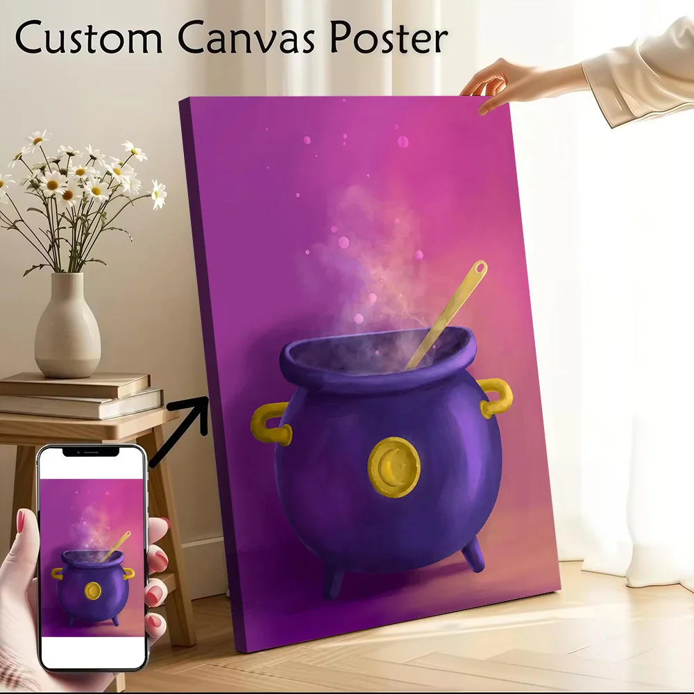 Witchy Cauldron Canvas Wall Art Poster Custom Wall Paintings Personalized Photo Printing for Gamer Decoration Home Decor Bedroom