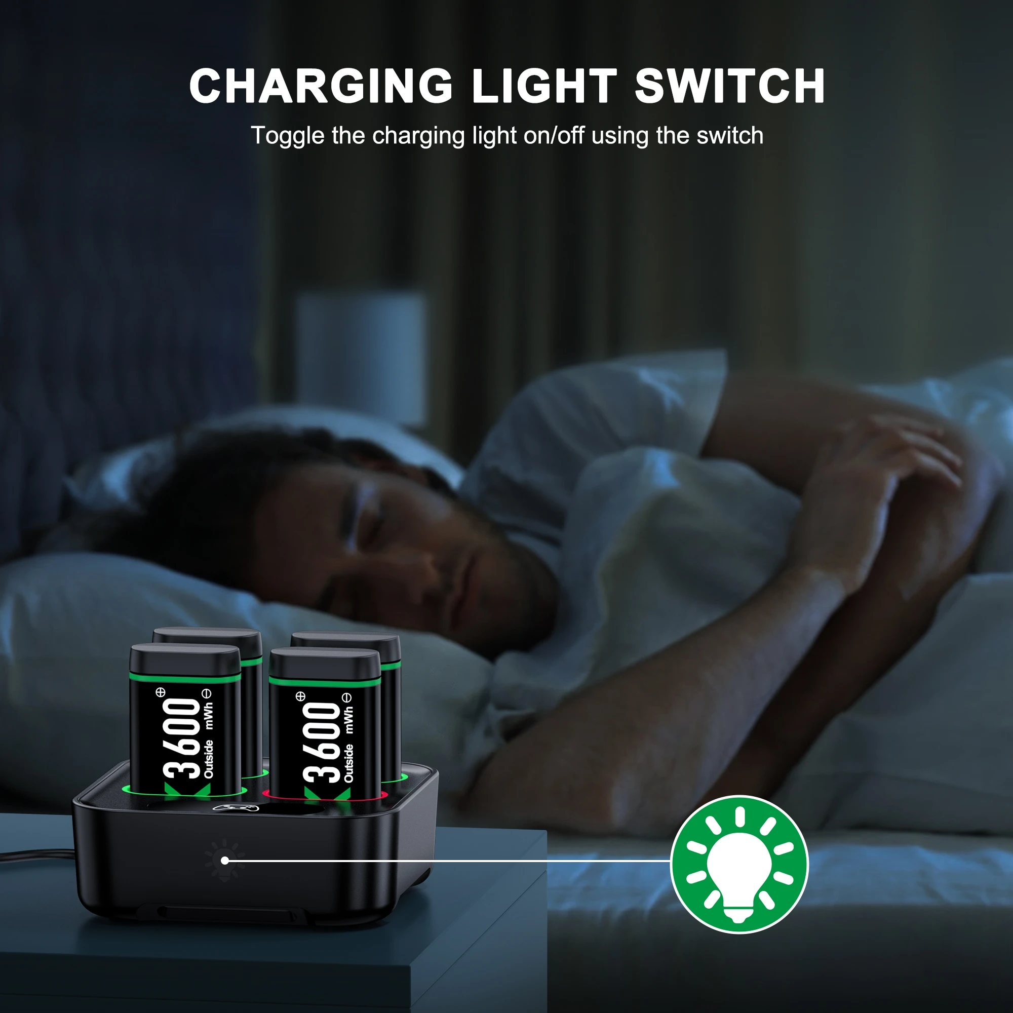 BEBONCOOL X500 4×3600 mWh Batteris with RGB Battery Charger For XBOX ONE S/X and Serise X/S Rechargable Batteris For XBOX