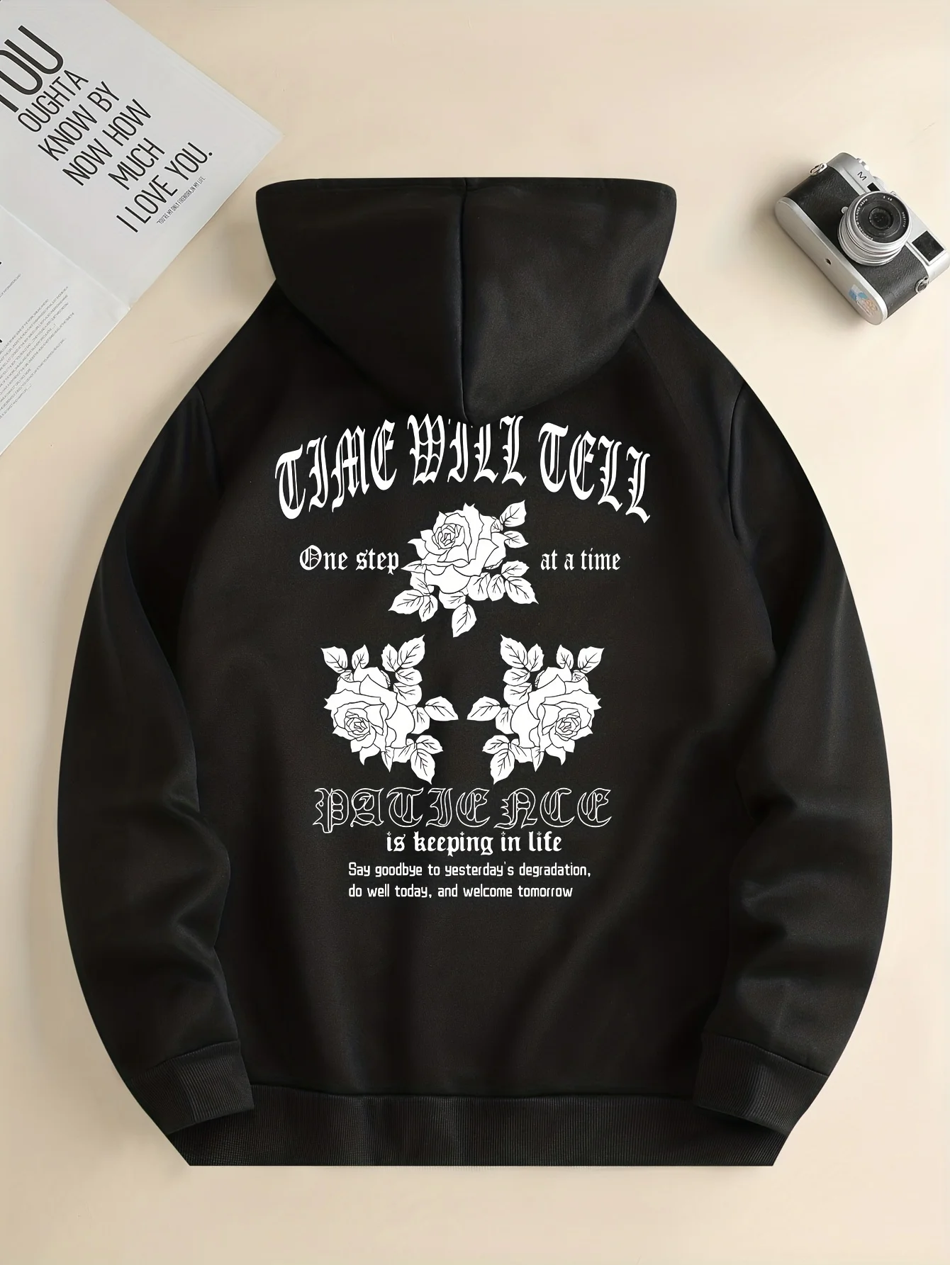

Vintage Gothic Rose Graphic Print Autumn and Winter Men's and Women's Hoodies Casual Loose Outdoor Street Sports Training Brand