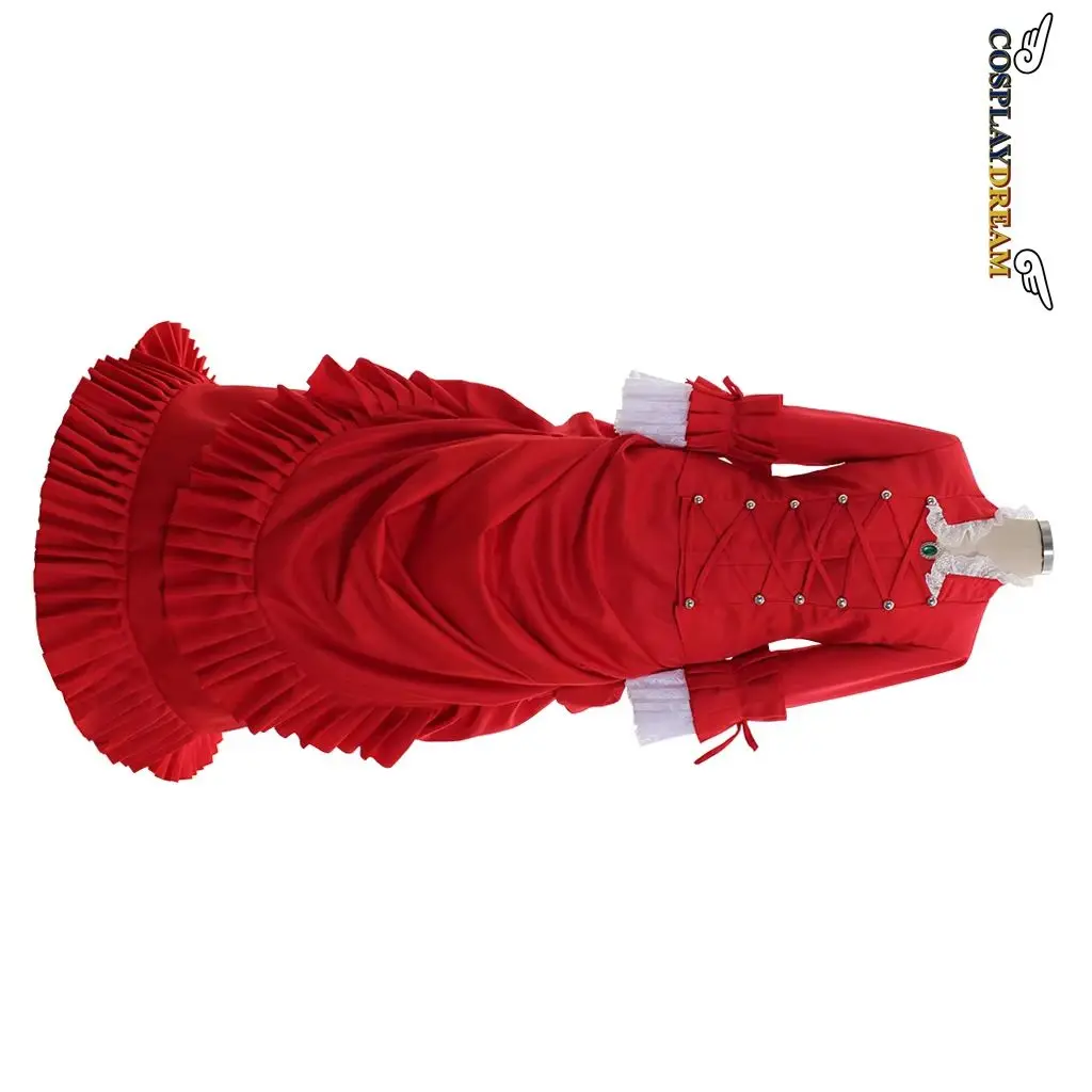 

1860s Victorian Red Bustle Ball Gown Civil War Victorian Duchess Dress Historical Theater Reenactment Costume Dress Custom Made