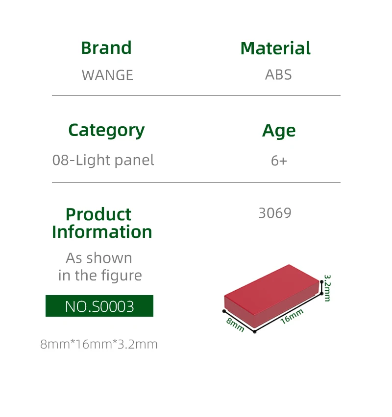 Wange 100g 373Pcs/Lot 3069 1x2 Light Panel Builing Blocks Smooth Surface Parts Compatible with Bricks Children Toys Gif Box