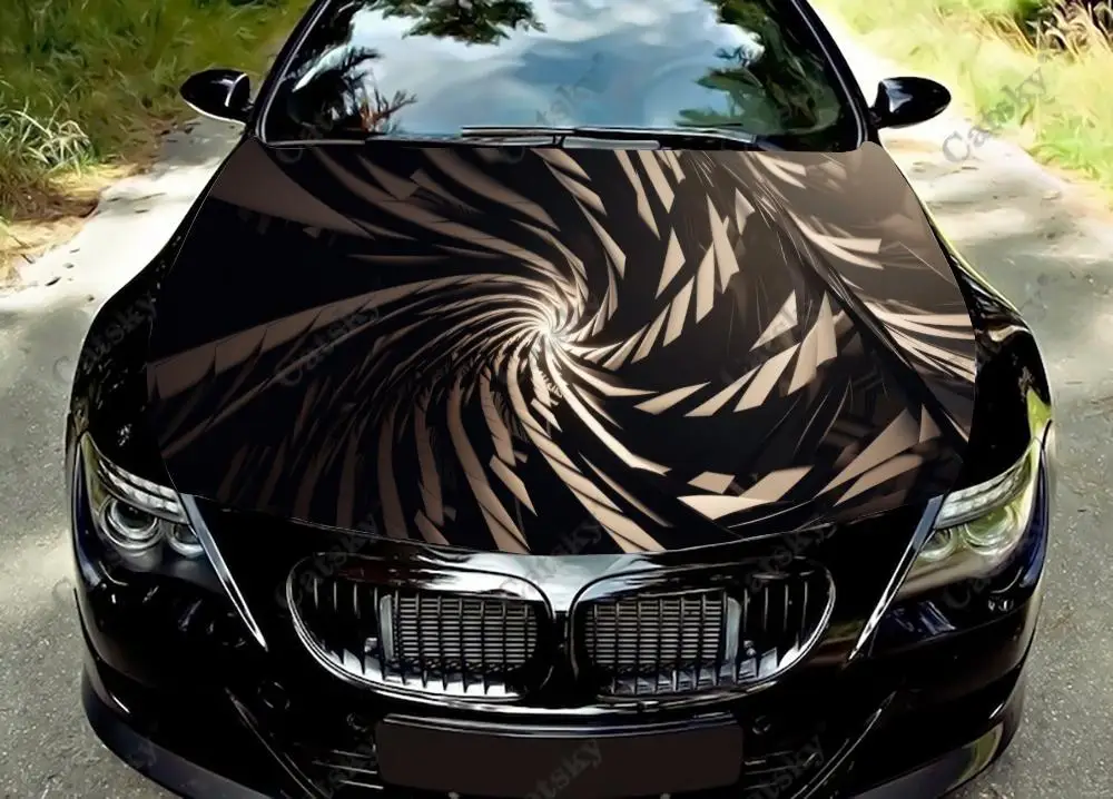 Absrtact Spiral Design Car Hood Vinyl Stickers Wrap Vinyl Film Engine Cover Decals Sticker Universal Car Hood Protective Film