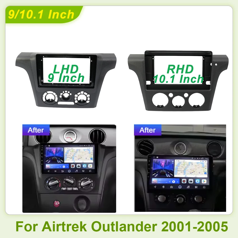 9 or 10 Inch Car Radio Player Frame for Airtrek Outlander CU Navigation Fascia Panel 2 Din for Airtrek 2001-2005 Check Ac Switch