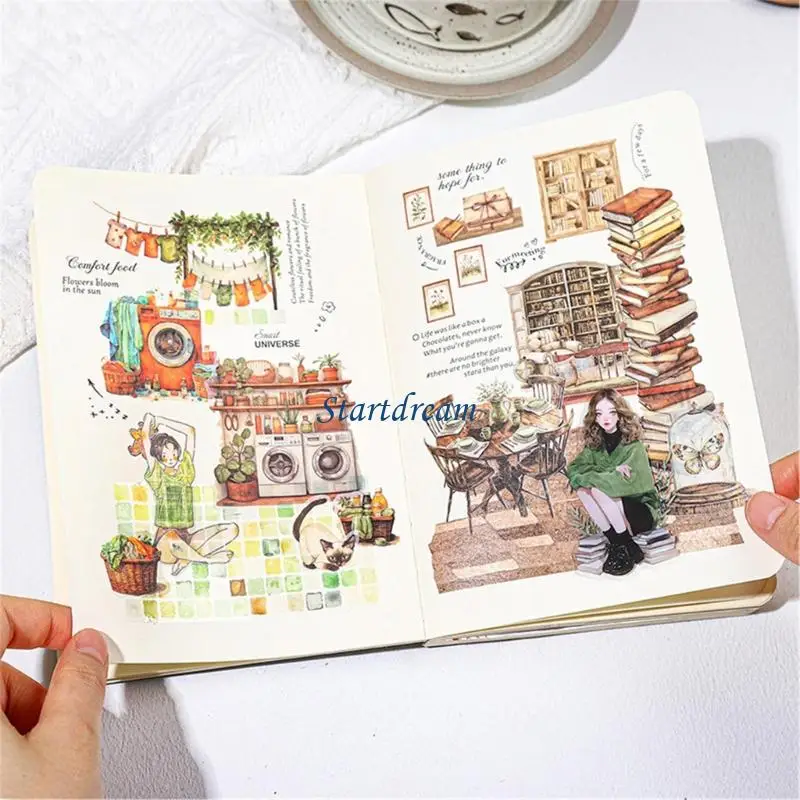 Scène décoratif Autocollant PET Sticker Aesthic Scrapbook Sticker Paper pour Craft K92C