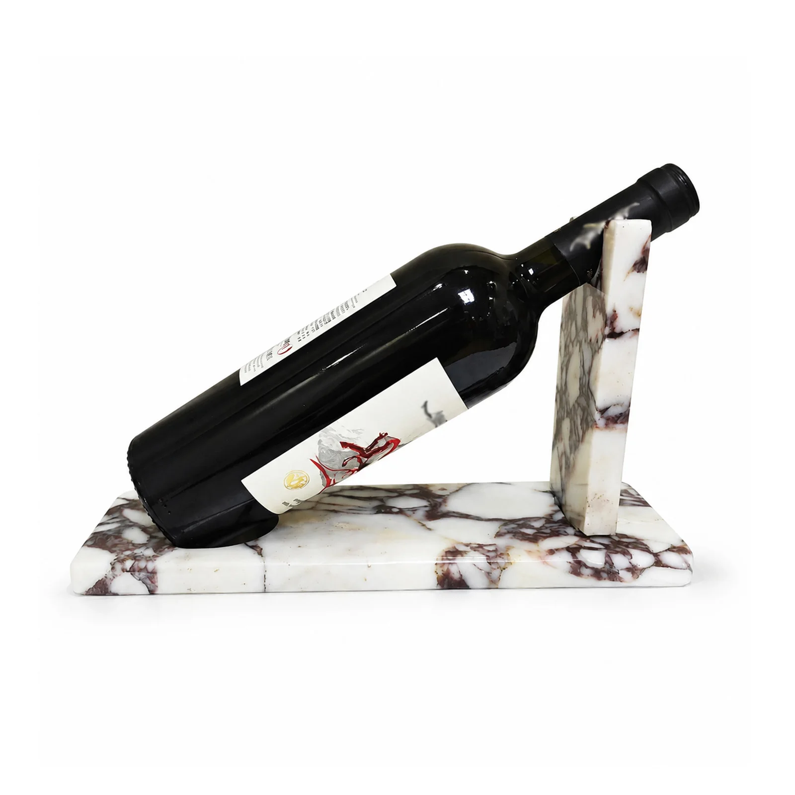 Natural Marble Wine Holder Stand, Single Bottle Stone Wine Rack, Elegant Countertop Display for Home Bar Dining Decor