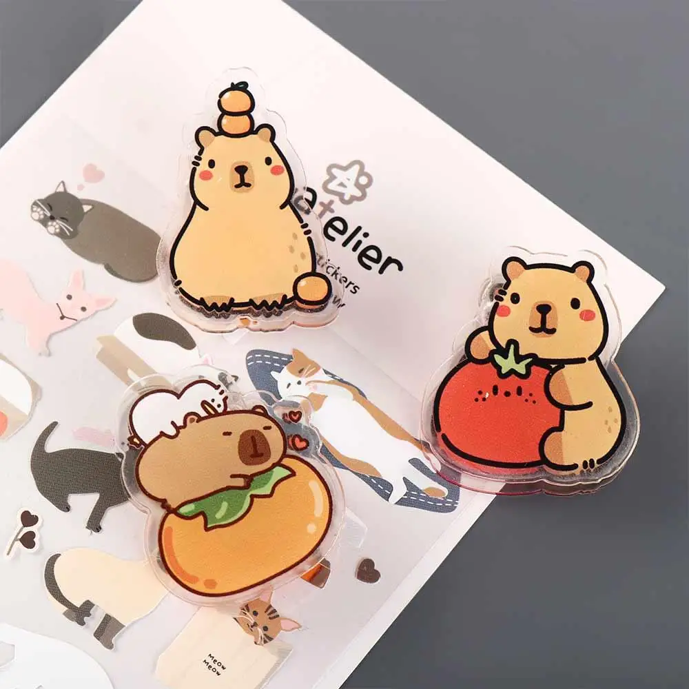 Persimmons Cartoon Memo Clip Sealing Clamp Decorative Capybara Kawaii PP Clip Acrylic Cartoon Acrylic Paper Clip Student Kids