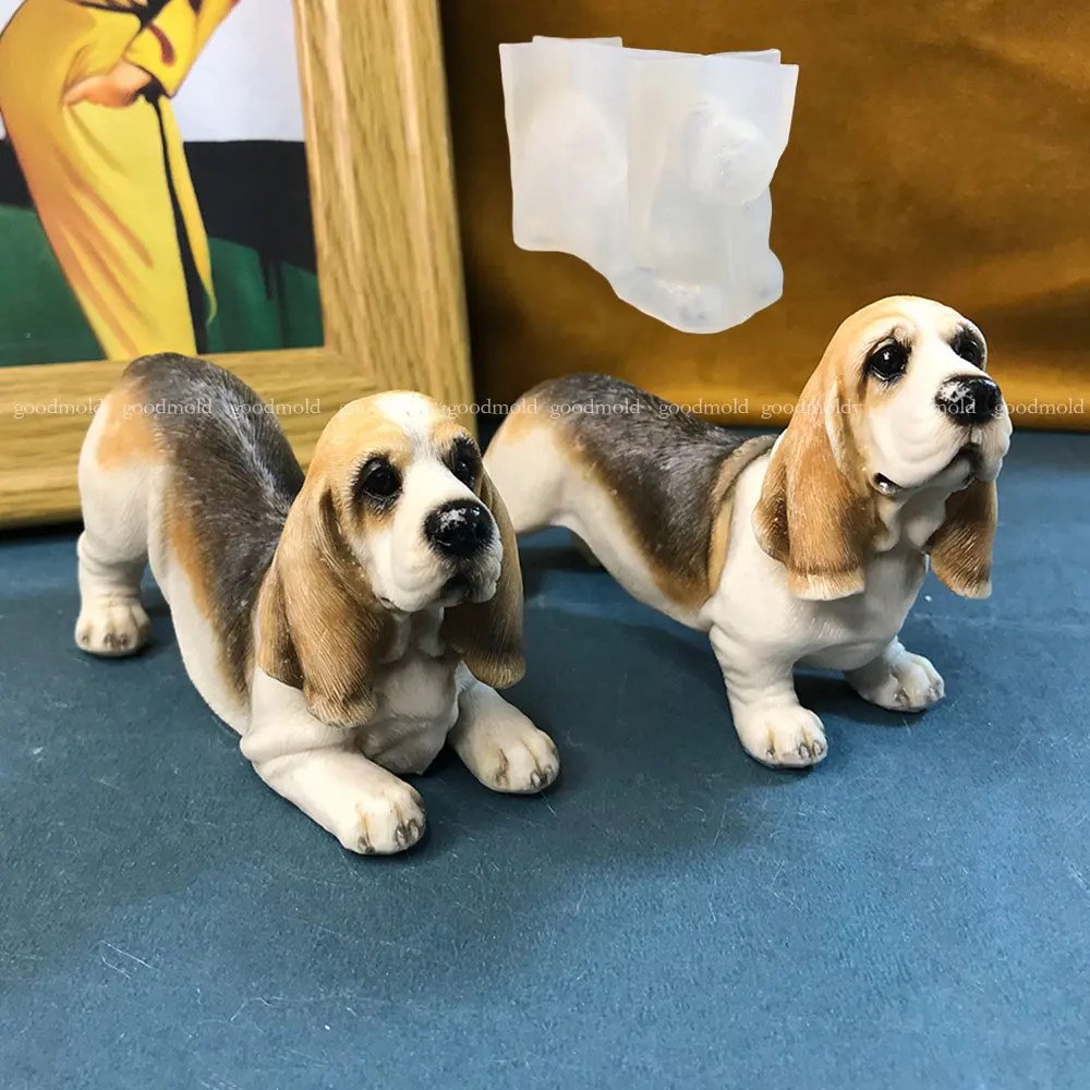 Basset Dog Epoxy Resin Silicone Mold 3D Animal Dog Plaster Ornament Clay Mold DIY Desktop Decoration Crafts