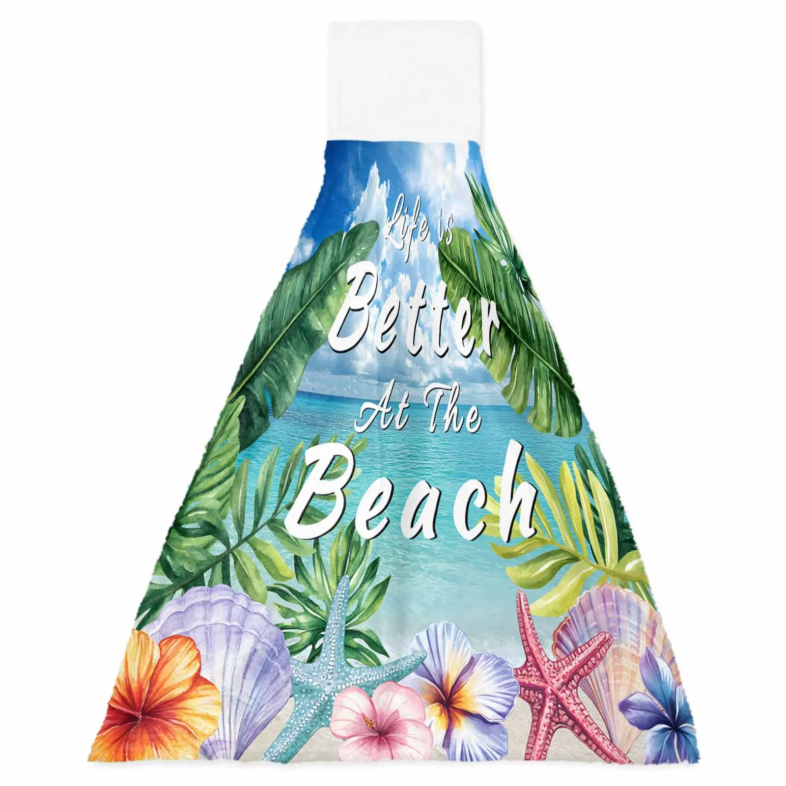 

Summer Beach Tropical Plants Hand Towels Kitchen Microfiber Dishcloths Cleaning Cloth Absorbent Hanging Towels