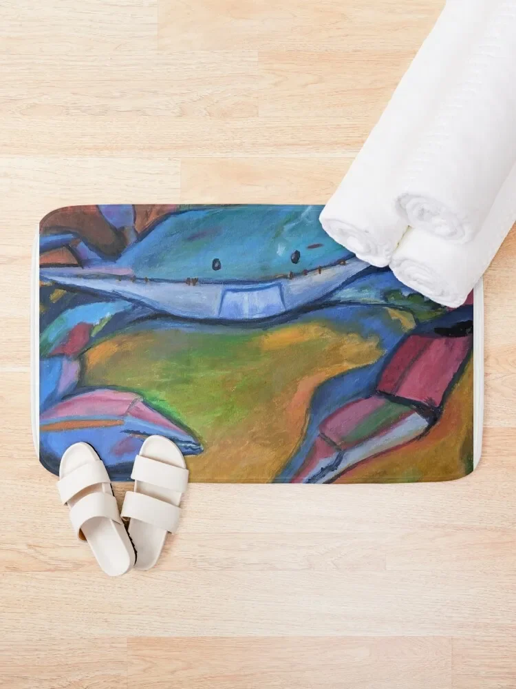 Oil Pastel Crab Bath Mat Water Absorbent Bathtub Anti Slip Mat