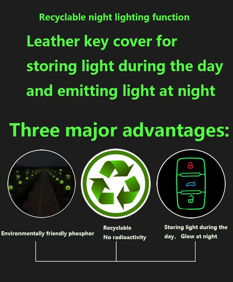 Luminous Leather Key Holder Cover Case Keychain Skin for Mitsubishi Pajero IV Lancer Outlander 2 Button Car Key Case Shell Bag