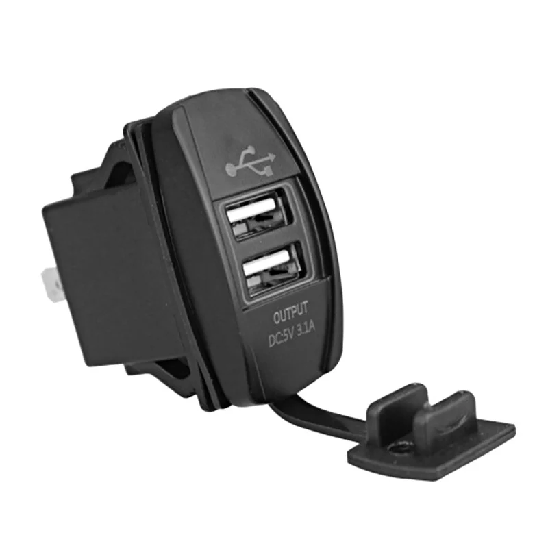 Double USB Power Charger 12-24V 3.1A For Car Boat Motorcycle Universal Green Light