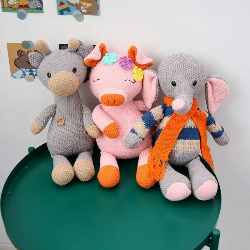 

Soothing Doll Plush Toy Knitted Woolen Animal Deer Doll Sleeping Pillow Children's Room Decoration Peluche Stitch Toys for Girls