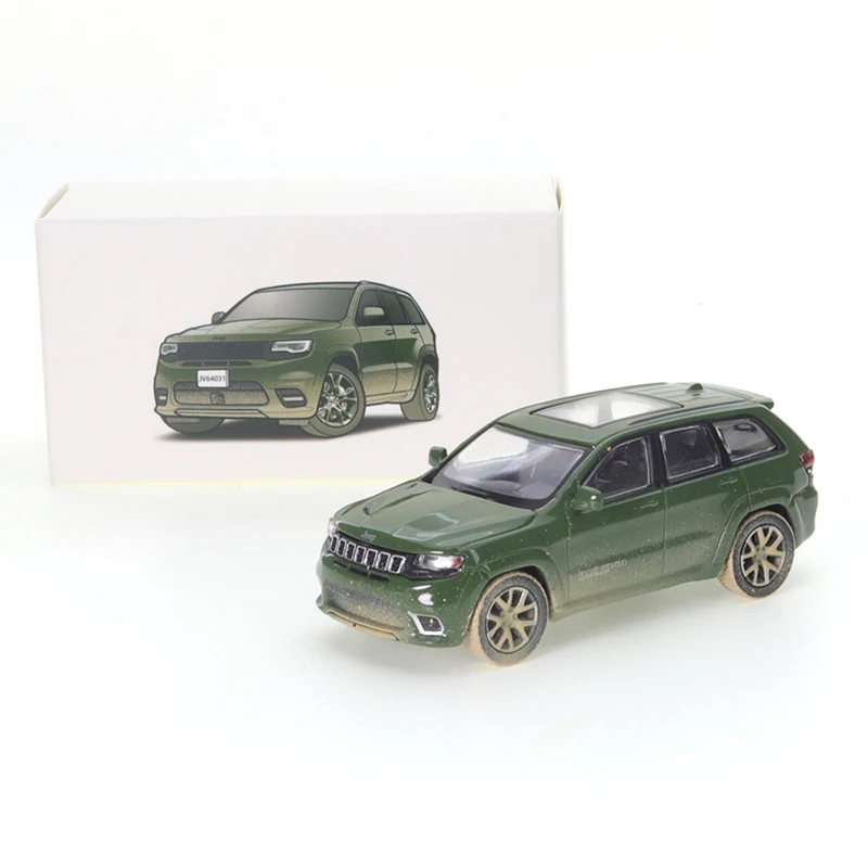 

JKM 1/64 Jeep Grand Cherokee Trackhawk 2019 Green Alloy Car Diecast Model Shock Absorption Model Toy Car SUV