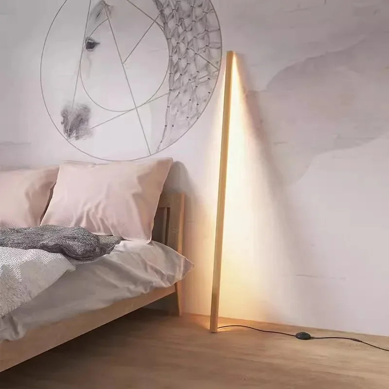 

Living room, bedroom, home decoration, solid wood standing lamp, walnut wood floor, light-emitting diode, modern corner