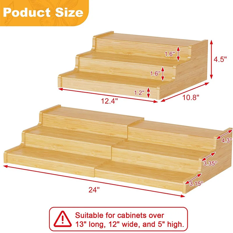 Bamboo Jar Rack Storage Rack Food Pantry Adjustable Jar Rack Storage Box Canned Food Storage Showcase