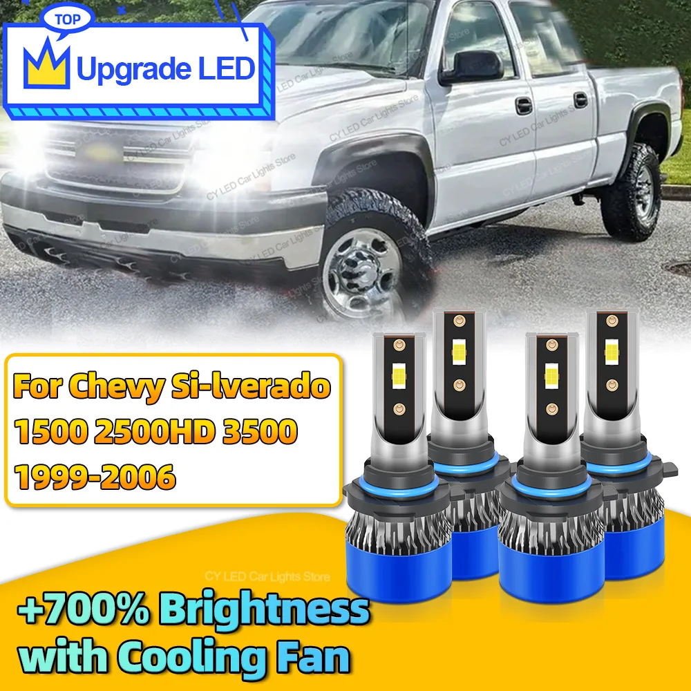 

4 шт. 6000K Canbus автомобильные светодиодные фары лампы авто фары лампы для Chevy Silverado 1500 2500HD 3500 1999 2000 2001 2002 03 04 052006