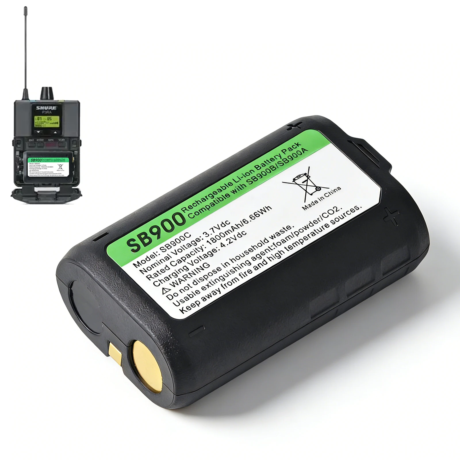 

SB900C Rechargeable Battery 1800mAh Original SB900 Battery SB900A SB900B SB900C For Shure QLXD1 QLXD2 ULXD1 ULXD2 PSM 300