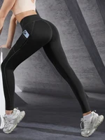 New High Waist Women's Leggings Stretch Yoga Pants Tights With Pockets Push Up Fitness Running Sportswear Solid Color Pants - Image 2