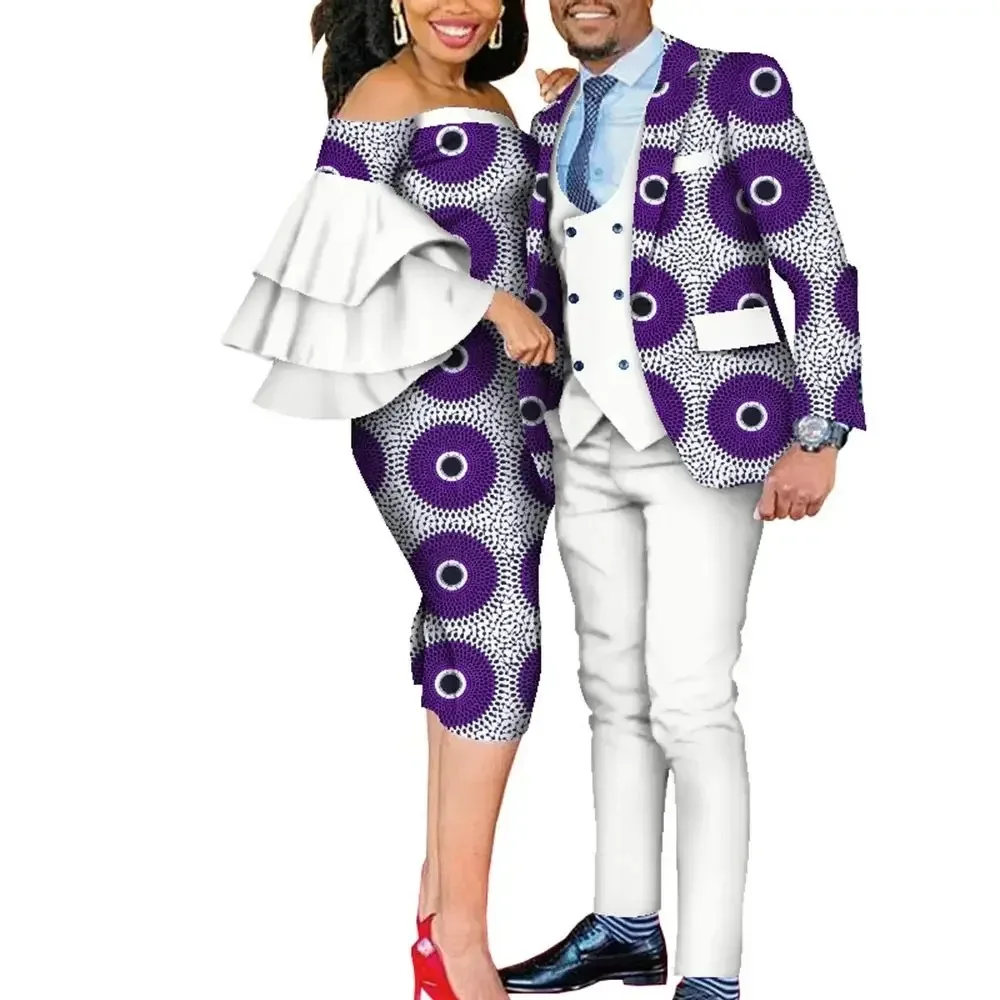 Dashiki Abito per amanti africani Abbigliamento da festa Abito per marito e moglie Abiti africani per coppia Uomini e donne Set da 2 pezzi Wyq677