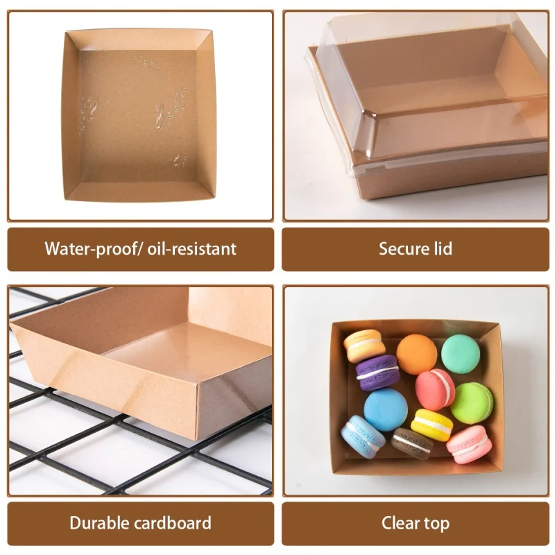 10pcs Cake Dessert Donut Box Kraft Paper Charcuterie Boxes Dessert Pastry Gift Box Food Container Birthday Party supplies