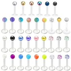 WKOUD 1 Piece 16G Anti Allergy Acrylic Labret Lip Piercing Multicolor CZ Crystal Cartilage Tragus Helix Conch Jewelry 6/8/10mm