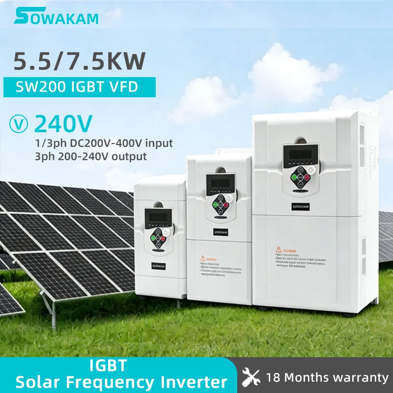 

5.5/7.5KW DC 200-400V Input to 3PH Output 240V VFD Solar Inverter Water Pump Driver Speed Control