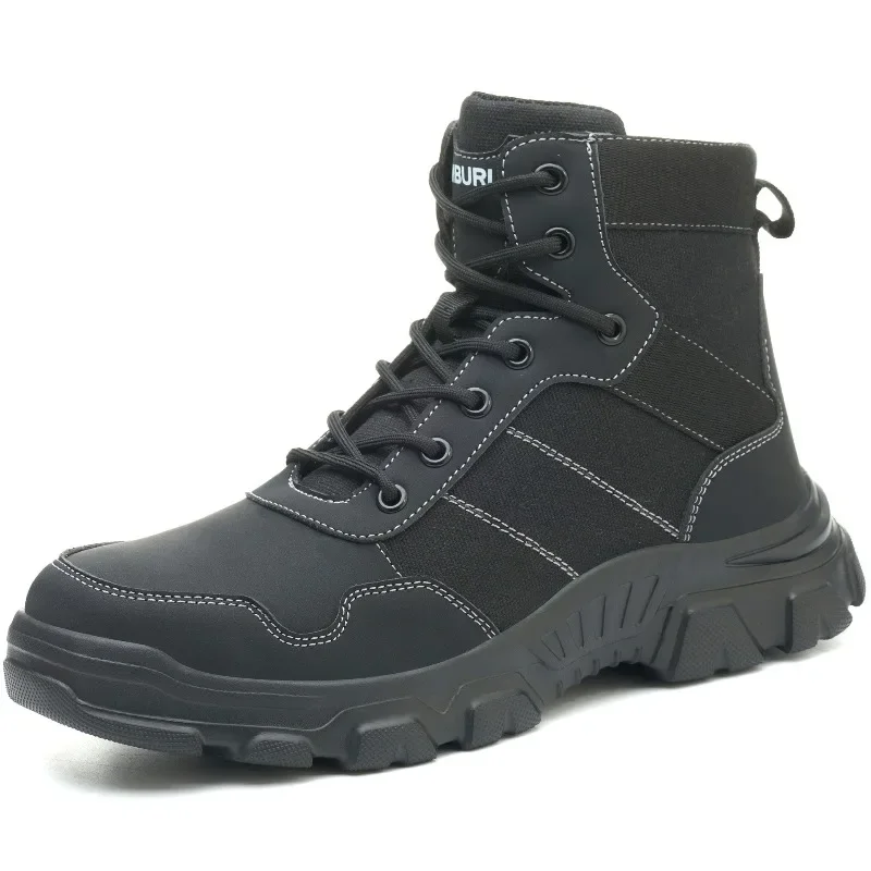 High Top Non Slip Work Shoes European Standard for Men Durable Construction Steel Toe Anti Smash Puncture Proof Safety Boots