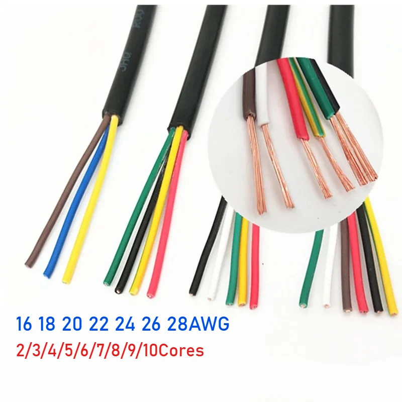 1M UL2464 Sheathed Wire Cable 16 18 20 22 24 26 28AWG 2/3/4/5/6/7/8/9/10Cores Channel Audio Power Cable Sheathed Wires