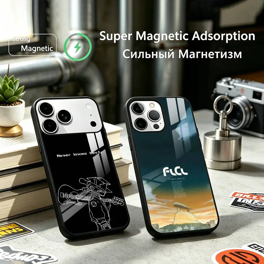 Popular Anime FLCL Phone Case For iPhone17,16,15,14,13,12 Plus,Pro Compatible with magnetic wireless charging