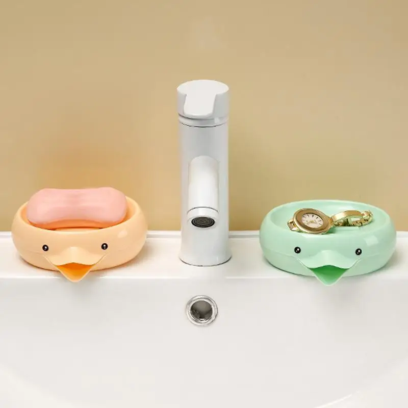 Cute Duck Shaped Bar Soap Holder Water Drainage Soap Box Dish Self Draining Soap Holder Shampoo Bar Holder Bathroom Accessories