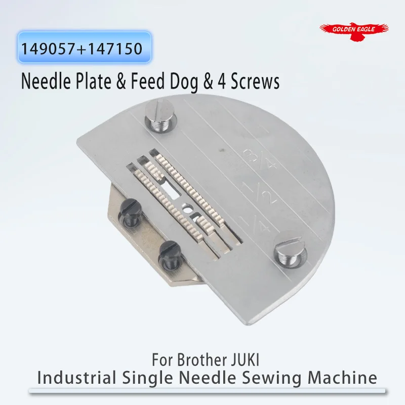 1 Set  #149057+147150 Needle Plate & Feed Dog & 4 Screws For Brother JUKI Industrial Single Needle Sewing Machine Accessories