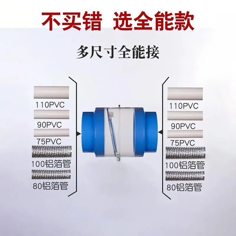 Anti-backflow Check Valve for Bathroom Yuba Exhaust Fan 75mm 110mm PVC Pipe Toilet Air Vent Backdraft Damper