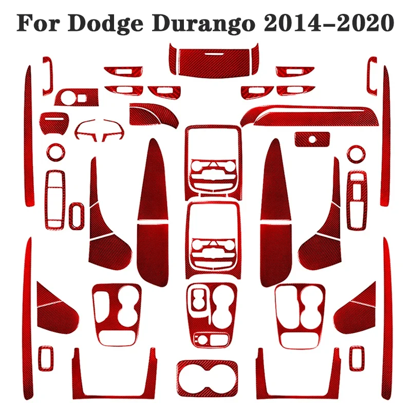 For Dodge Durango 2014 2015 2016 2017 2018 2019 2020 Carbon Fiber Red Car Stickers Accessories Interior Decoration Moulding