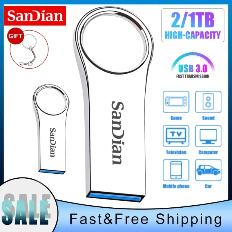 100% 정품 USB 3.1 플래시 메모리, 2TB USB 스틱, C타입 Otg 키, 1TB, 256GB, 펜드라이브 128G, 안드로이드 폰, 스마트 TV, 4K