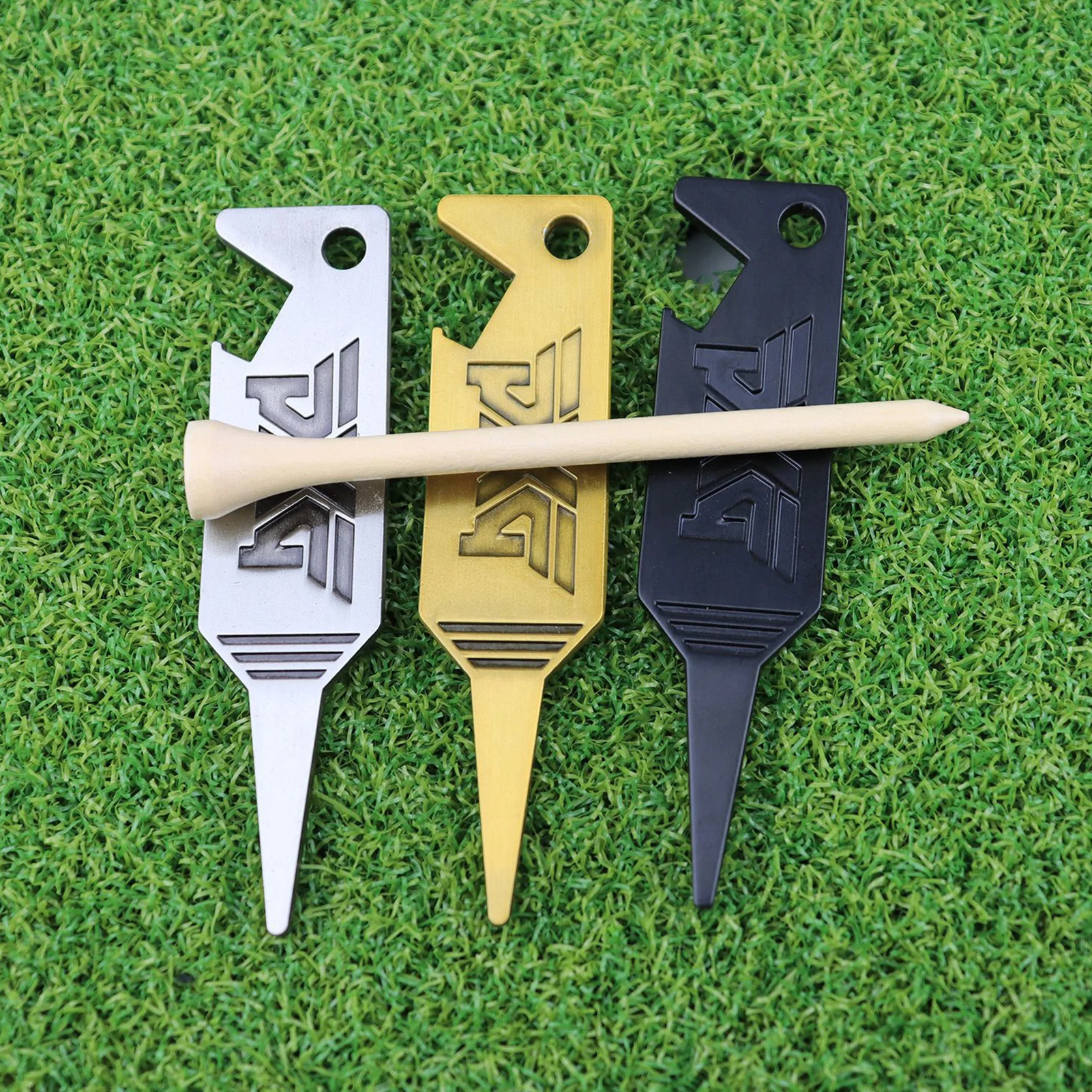 3-in-1 Golf Divot Repair Tool Key Chain Portable Golf Fork for Men Women Golf Lovers