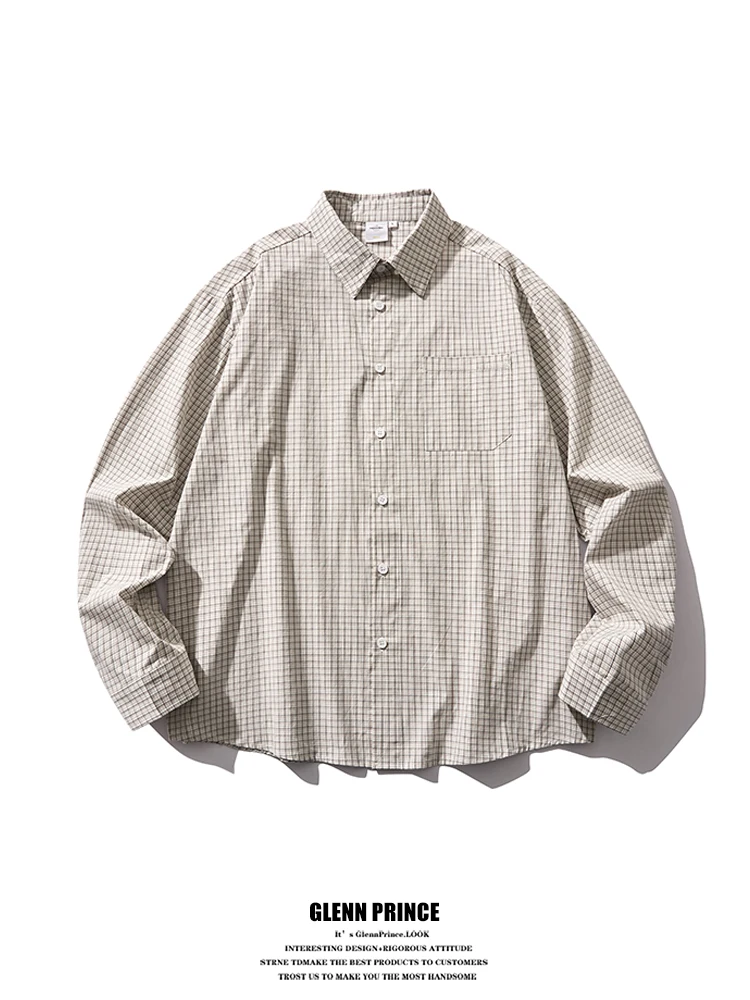 

Мужская винтажная длинная рубашка GPstudio свободного кроя, универсальная, для многослойного образа, весна-осень, хлопок, повседневная