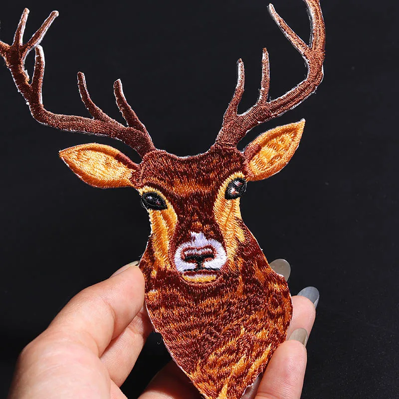 Embroidery Badges for Clothes Decoration, Forest Animal, Elk, Applique, Iron on Cute, Applique, Cute, Wholesale, Size 16.5*12cm