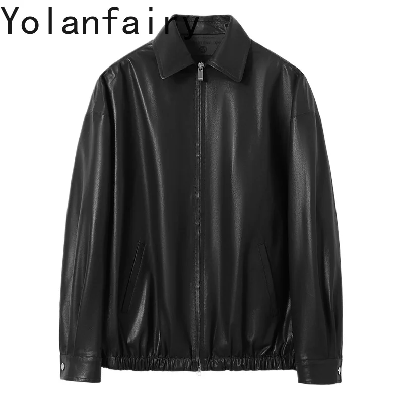 YOLANFAIRY Fashion Genuine Leather Jacket Women High Quality 100% Top Layer Sheepskin Real Leather Coat Clothing Casual 2026