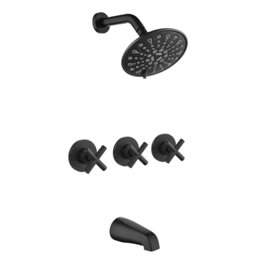 

Комплект смесителей для ванны и душа с 3 ручками, набор для ванны и душа с душевой лейкой на 6 режимов и изливом-водопадом