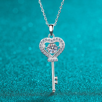 EUREKA Moissanite Necklace Love Heart Key Pendant 0.5ct  D VVS1 Lab Diamond with GRA Certificate Necklace for Women