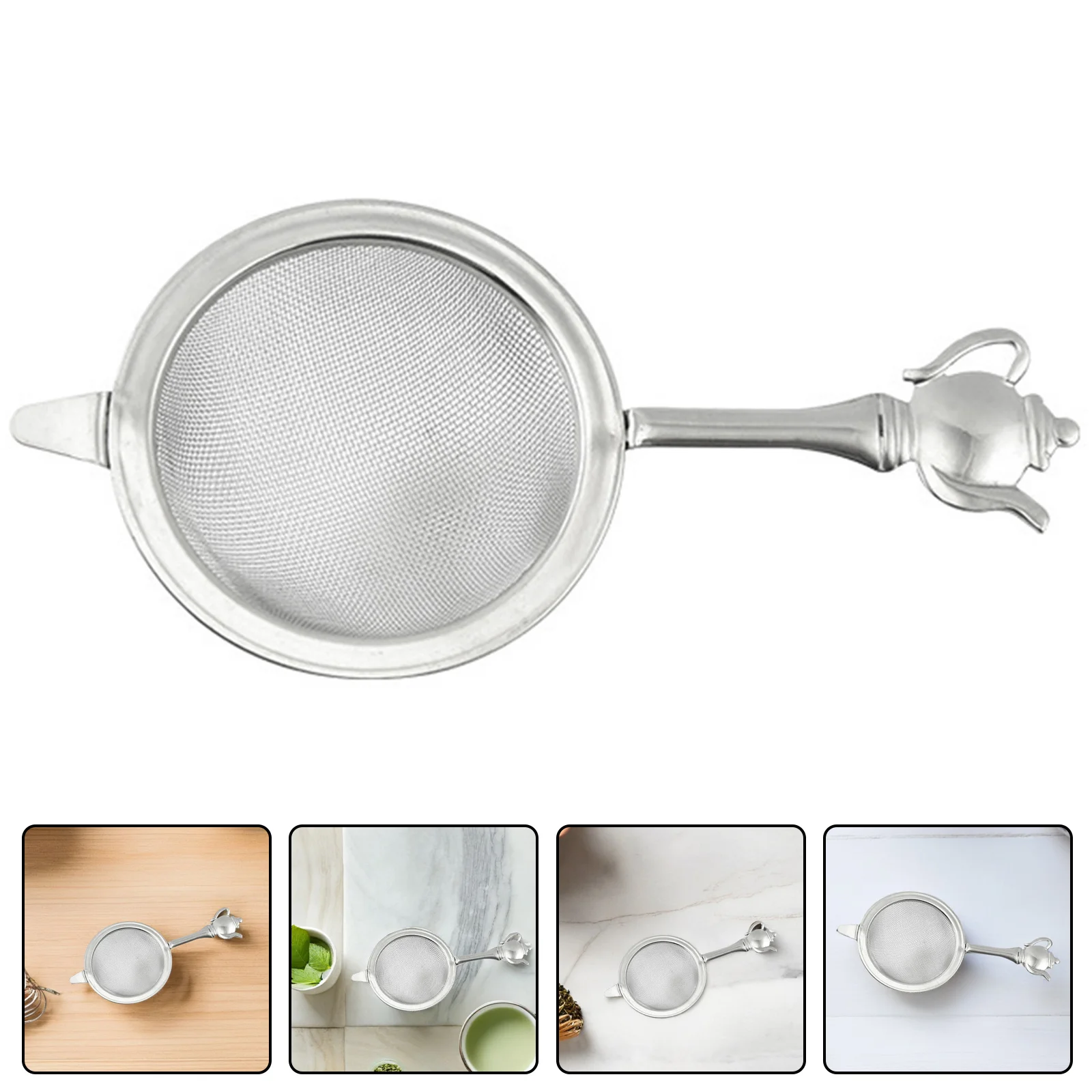

Stainless Steel Fine Mesh Tea Strainer Strong Handle High Temperature Resistant Kitchen Metal Tea Filter Home Office Use