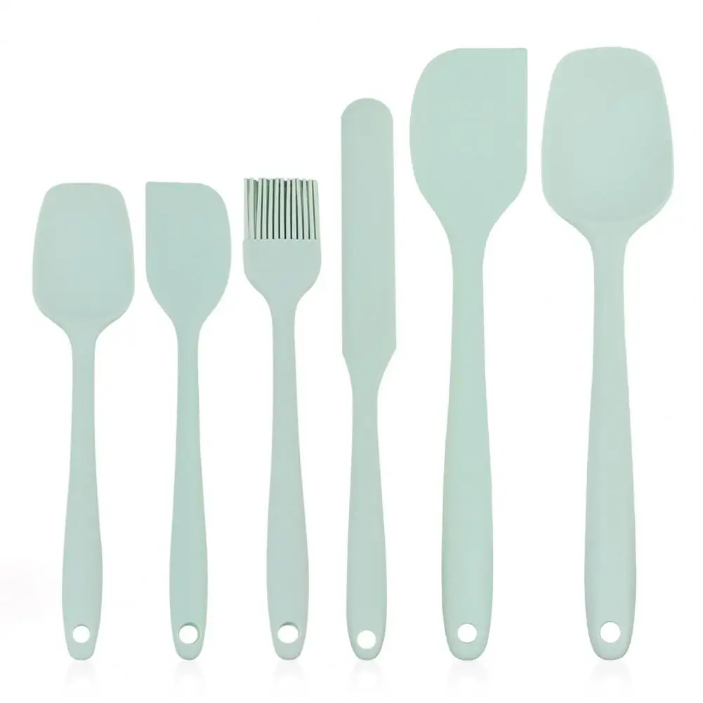 

6Pcs Silicone Spatula Food Grade Baking Utensil Set Non-Slip Heat Resistant Flexible Kitchen Tools
