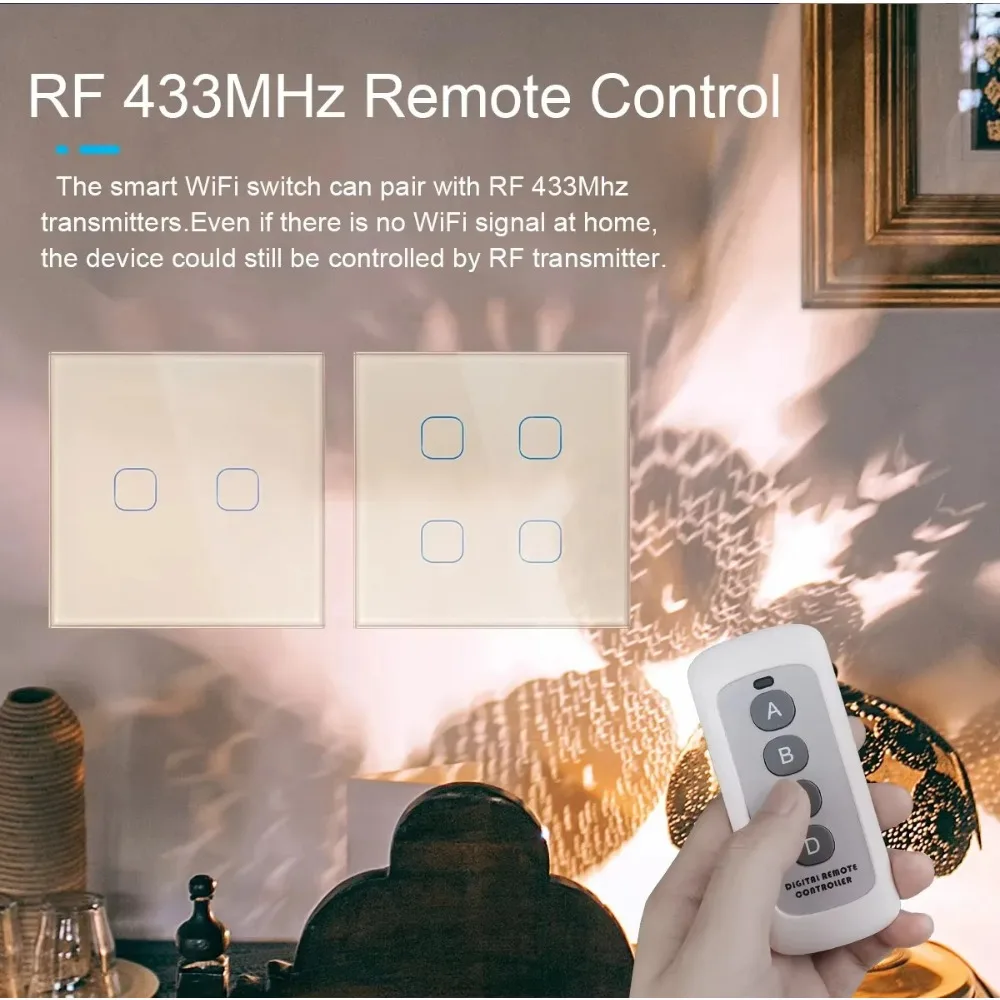 UNKAS-interruptores inteligentes, 1/2/3 entradas, Wifi, luz táctil, interruptores con Sensor de pared, Control Tuya, vida inteligente, Google Alexa