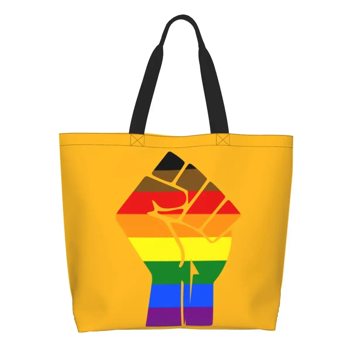 Fashion Printing Black Lives Matter Fist LGBT Pride Plag Tote Shopping Bag Durable Canvas Shoulder Shopper Lesbian Gay Handbag