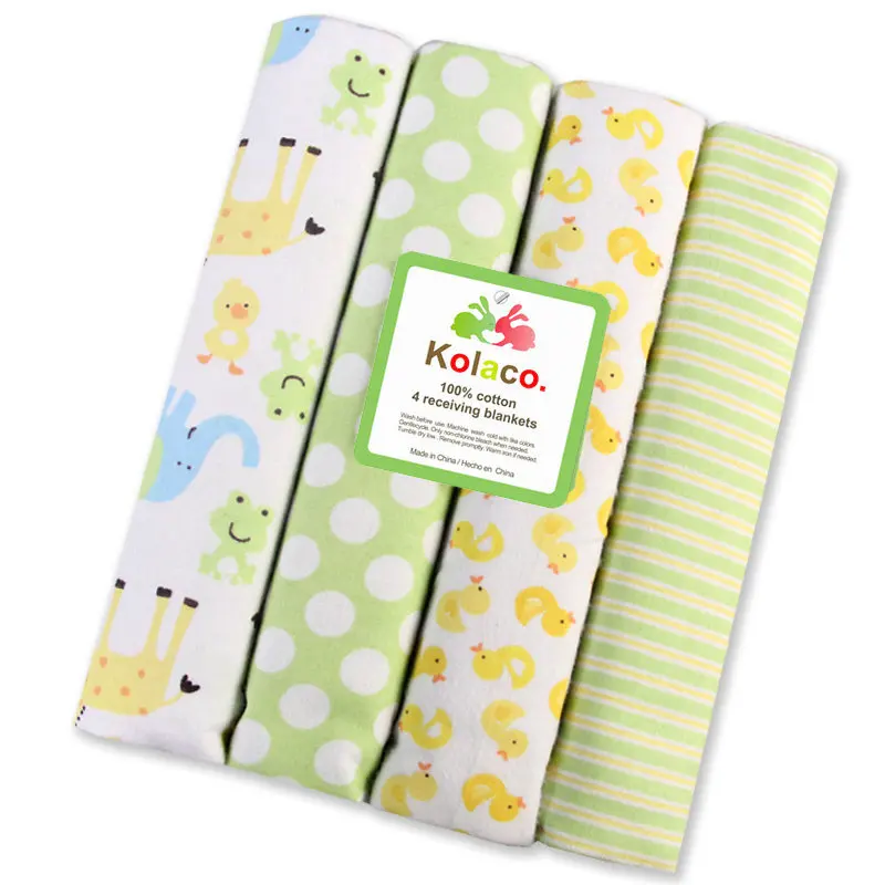 4Pcs /lot Baby Blankets 100% Cotton Flannel Baby Receiving Newborn Colorful Cobertor Baby Bedsheet Supersoft Blanket 100x76 Cm