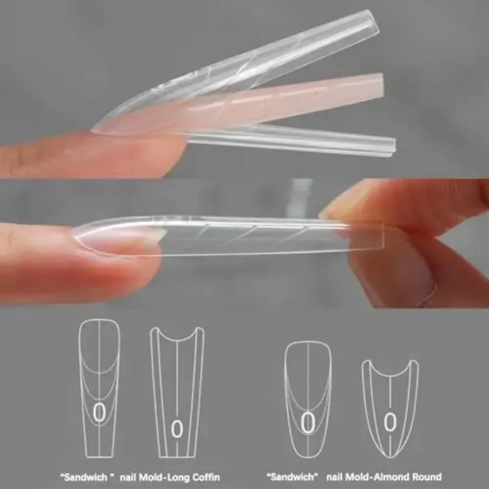 240Pcs Long Coffin Nail Mold Set for Quick Nails Extension 15 Sizes Plastic No Paper Forms Needed image 4
