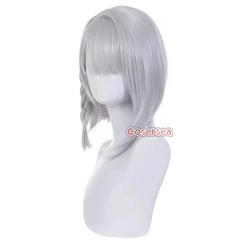코스어시 앤비 데마라 코스프레 가발 게임 젠리스 존 제로 앤비 데마라 30cm 짧은 실버 그레이 가발 합성 헤어 내열성