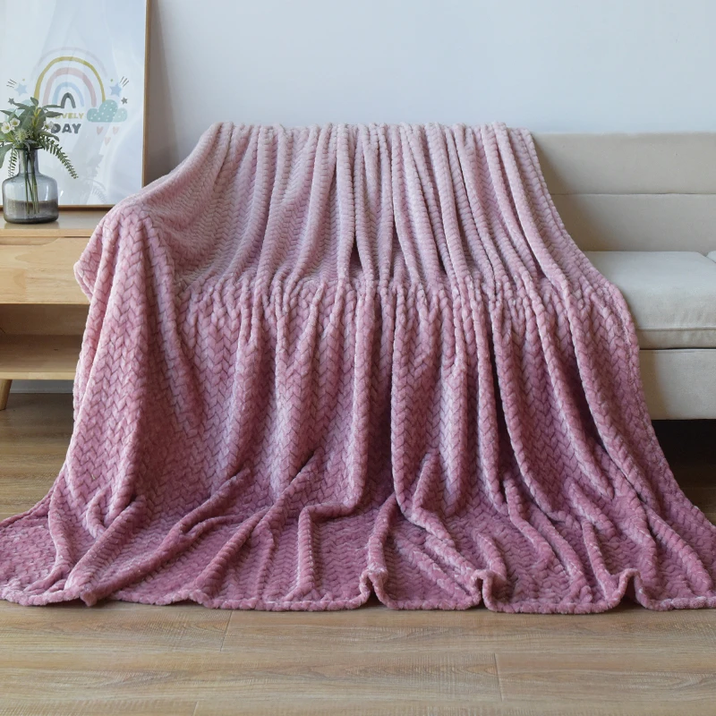 

Flannel Fleece Jacquard Wheat Grain Sofa Cover Blanket Bed Double Gradient Blanket