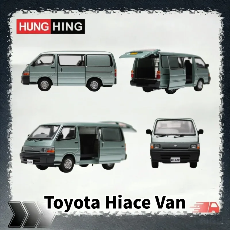 [In Stock] HUNG HING 1/64 Diecast Alloy Toyota Hiace Van Model, Openable Side & Rear Doors Collectible Vehicle